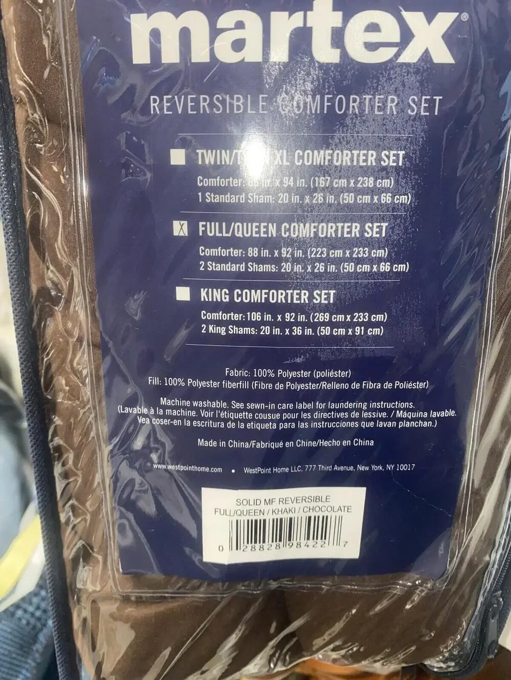 Martex Two-Tone 3-Piece Reversible Full/Queen Comforter Set in Khaki/Chocolate